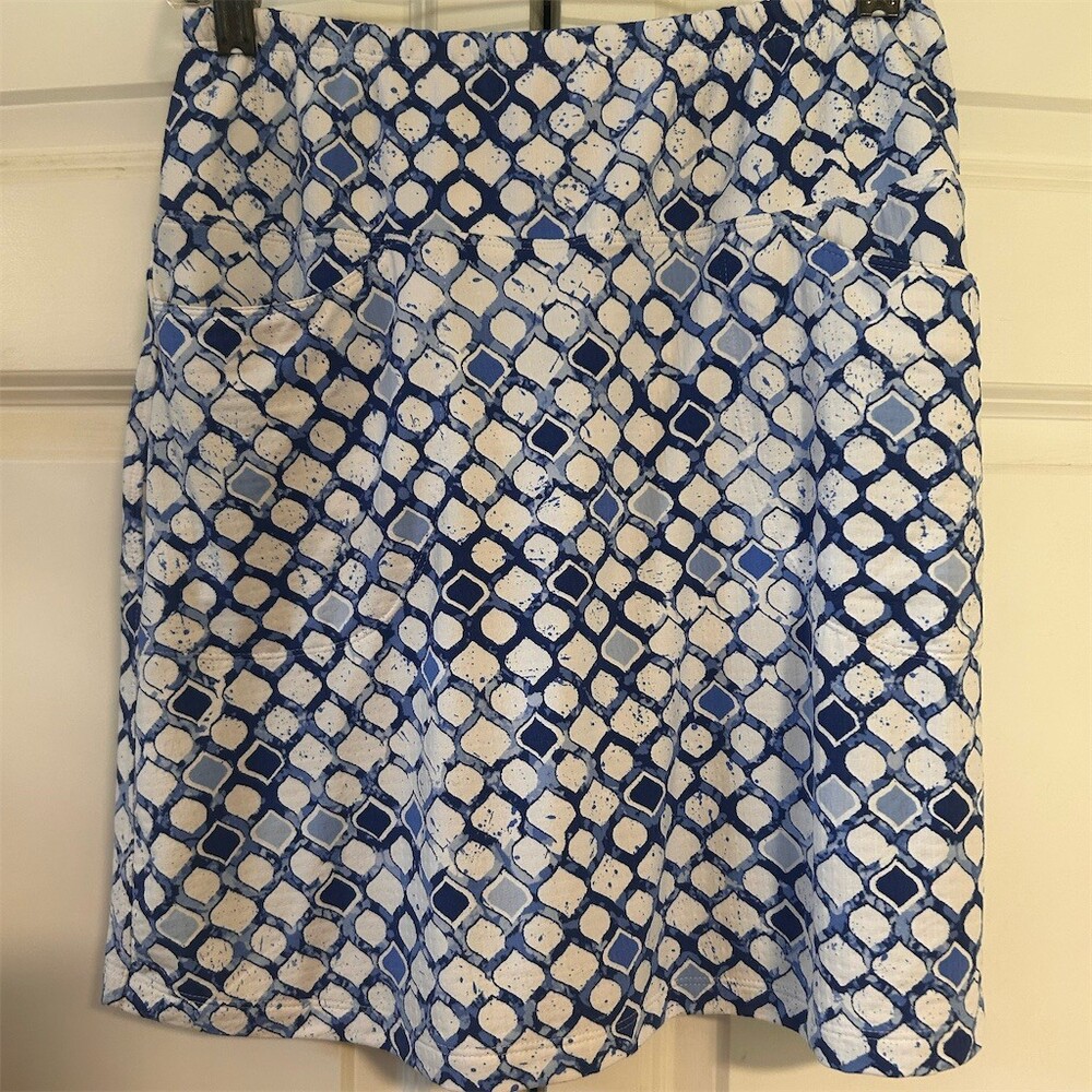 IBKÜL Skort Womens XS Blue White Geometric Golf Tennis Athleisure Pockets